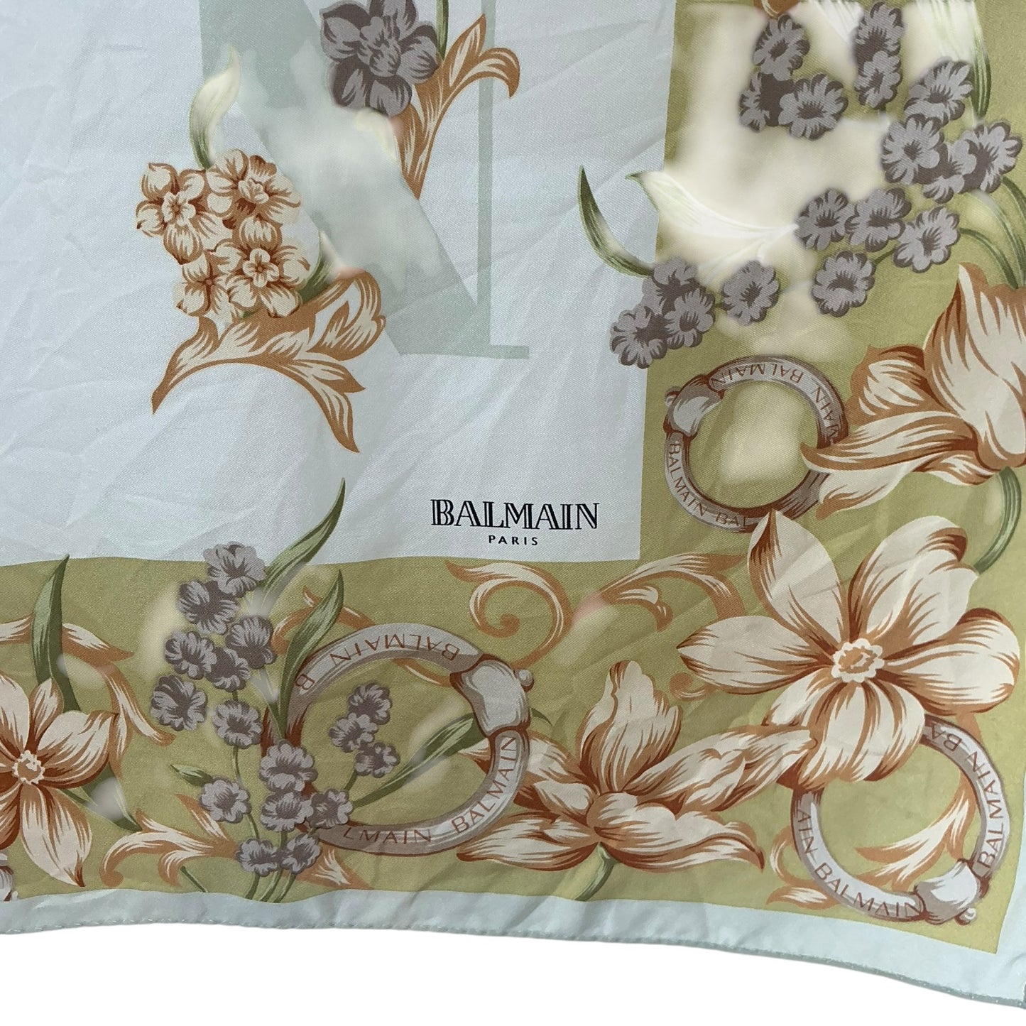 Pierre Balmain Vintage Floral Alphabet Silk Scarf