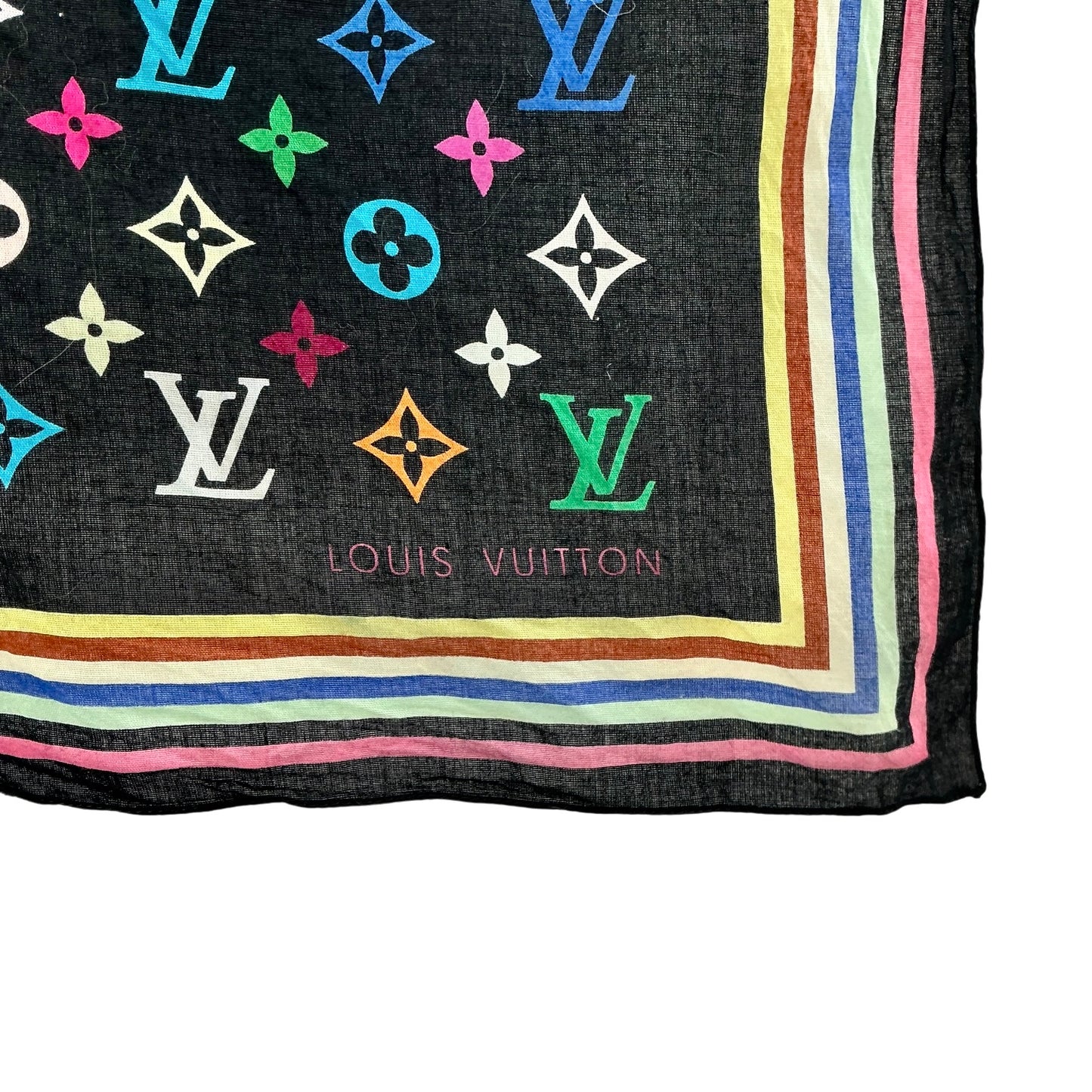 Louis Vuitton x Takashi Murakami Monogram Multicolore Silk Square Scarf - Black