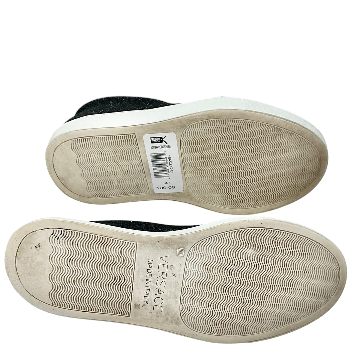 Versace Black Glitter Medusa Palazzo Slip-On Sneakers