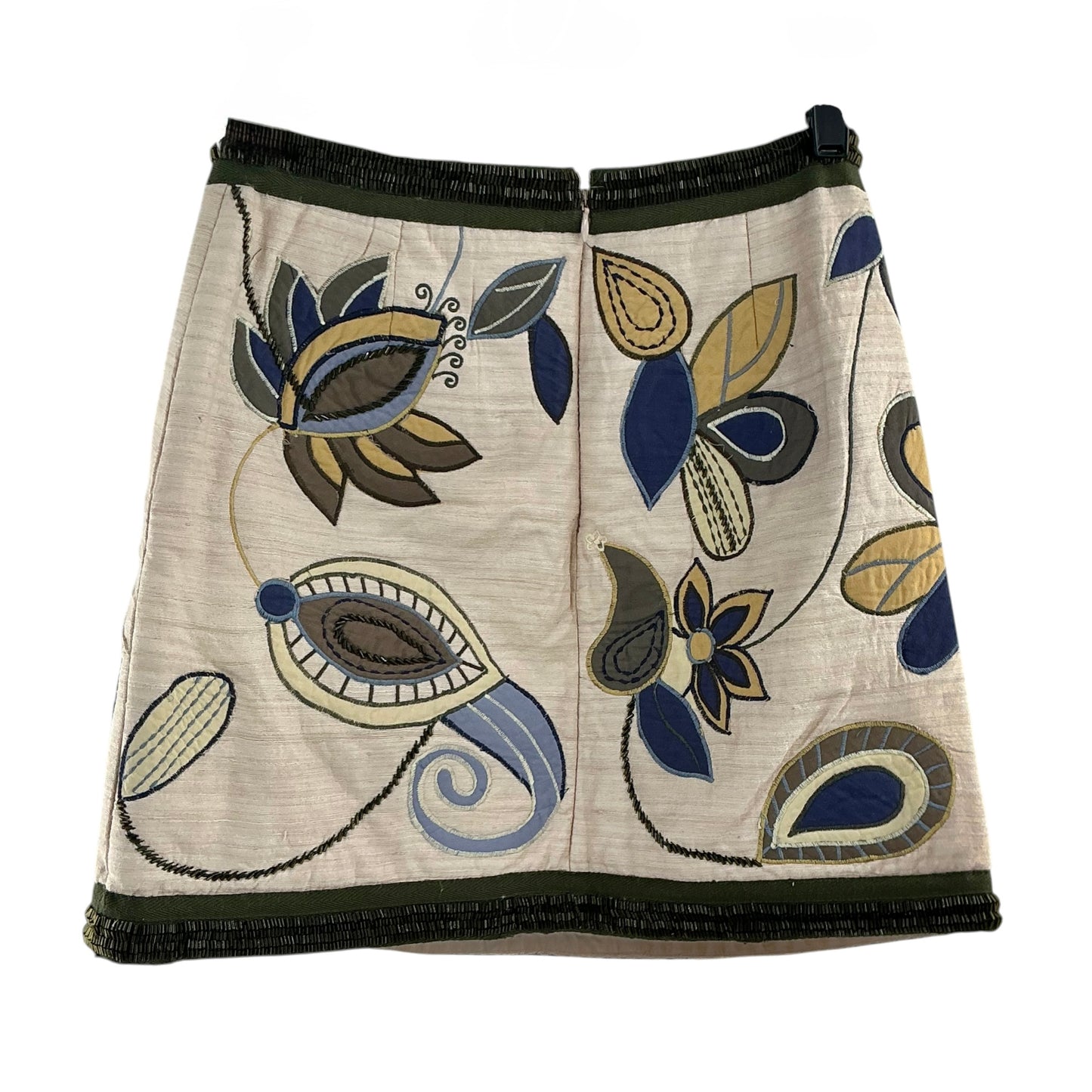 Veronica Beard Inga Embroidered Raw Silk Beaded Mini Skirt