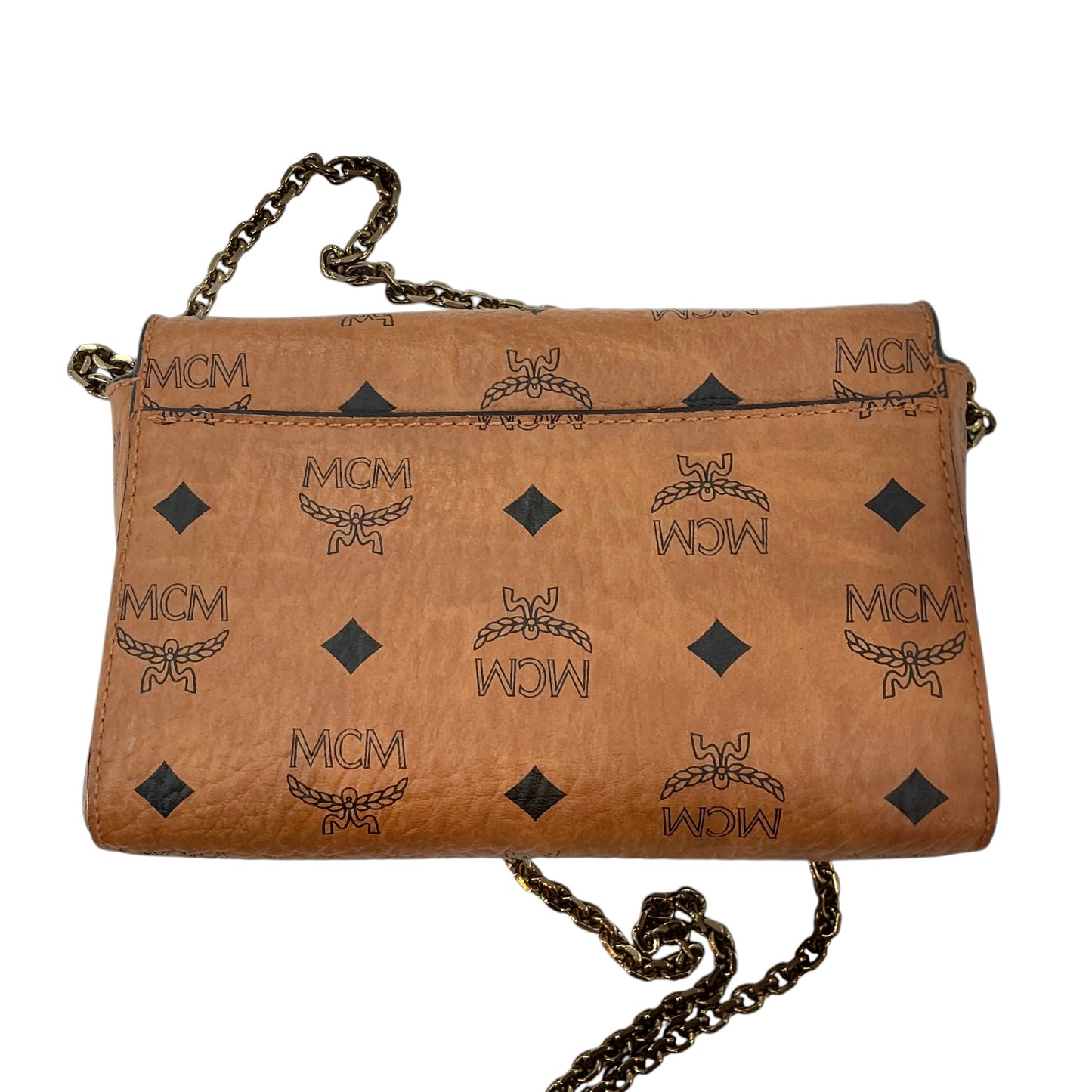 MCM Cognac Visetos Monogram Millie / Tracy Wallet on Chain Crossbody Bag