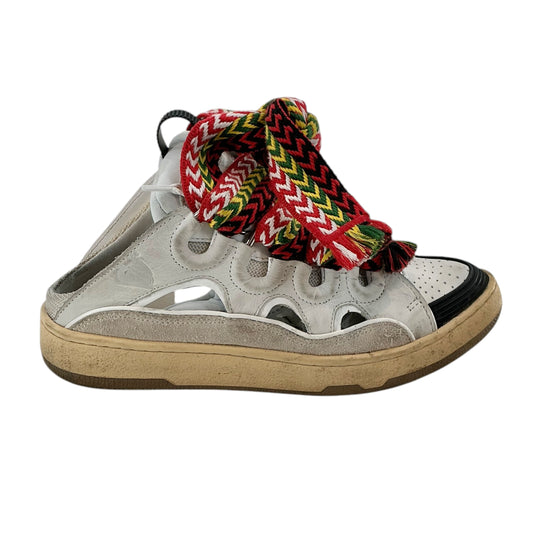 Lanvin Curb White Leather & Suede Open-Back Mule Sneakers