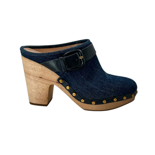 Veronica Beard Dacey Denim Buckle Clogs