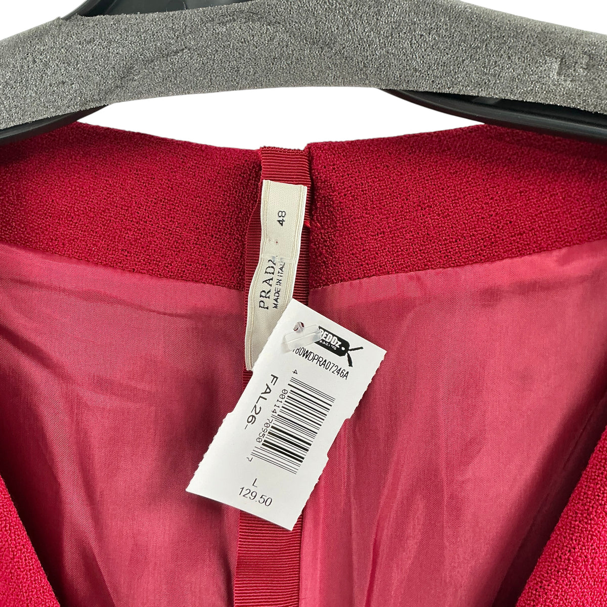 Prada Red Structured Cap Sleeve Cocktail Dress