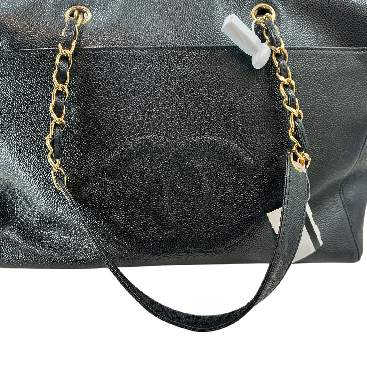 Chanel Vintage Timeless CC Large Bowler Shopping Tote Bag Black Caviar GHW