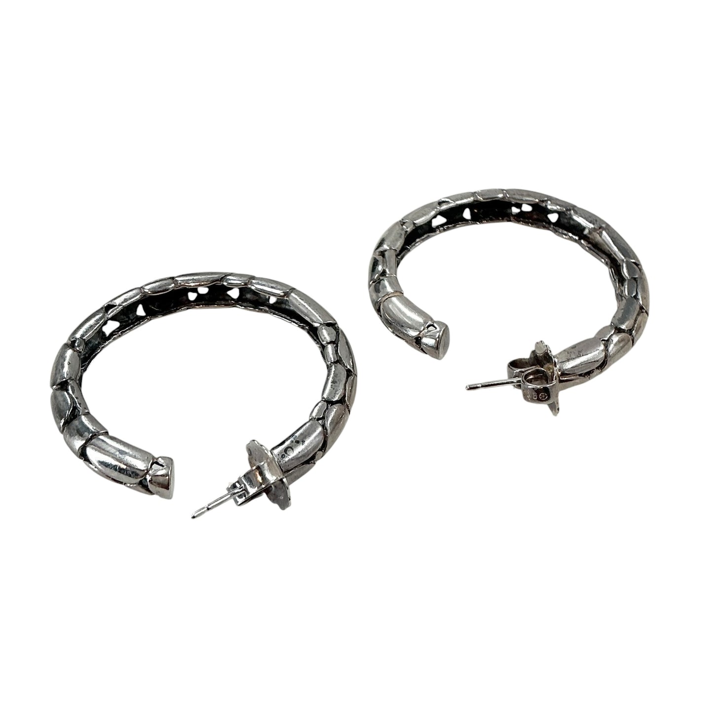 John Hardy Kali Pebble Hoop Earrings 925 Sterling Silver