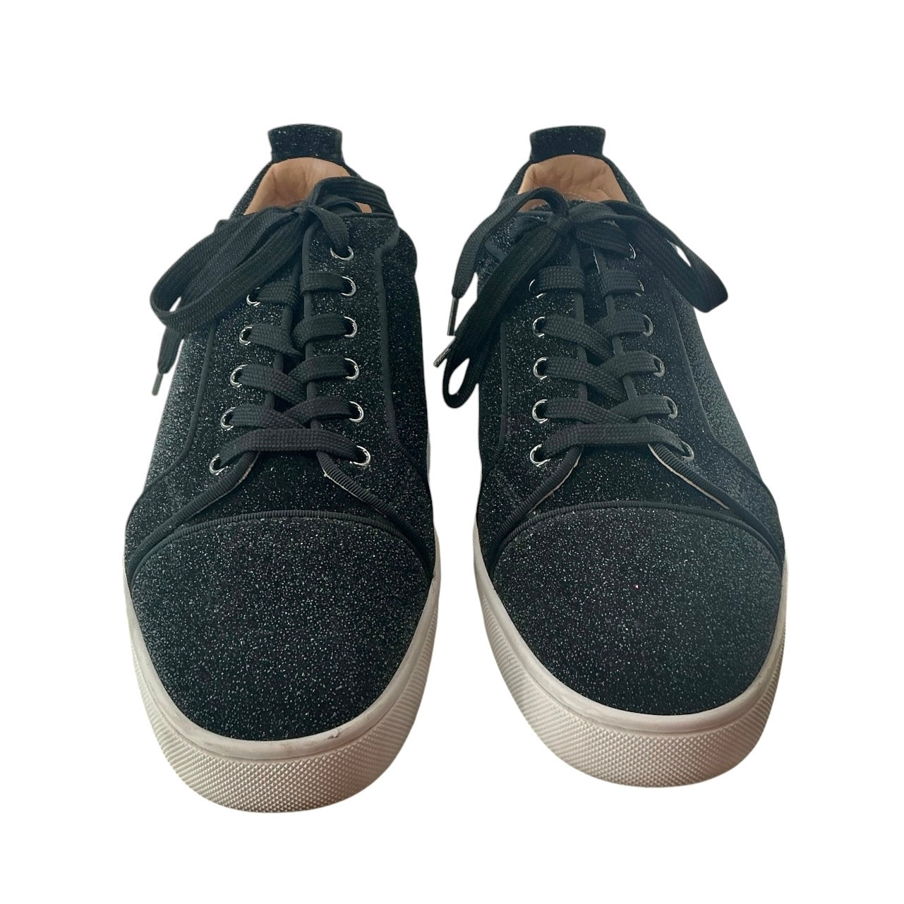 Christian Louboutin Louis Junior Orlato Flat Black Glitter Sneakers