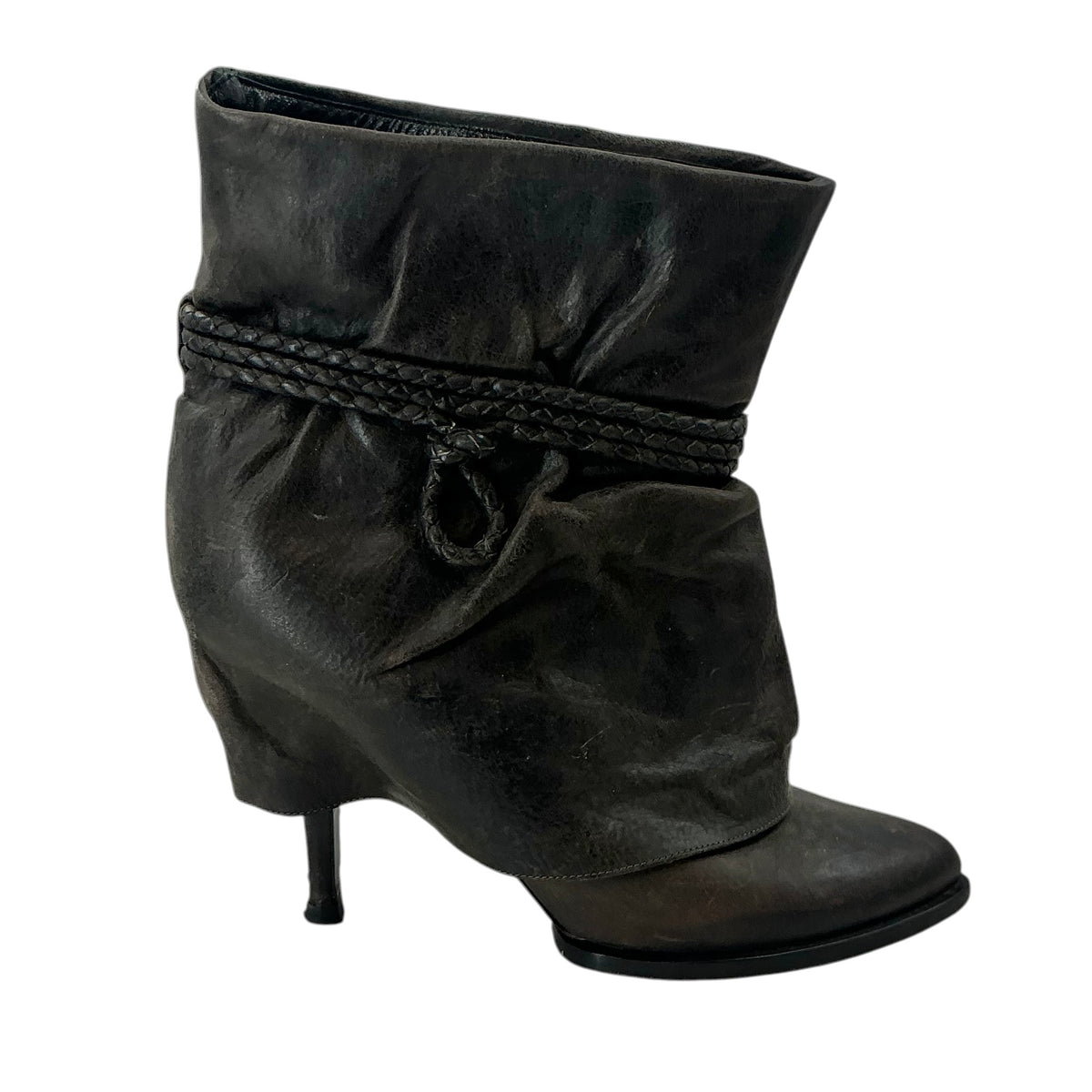 Givenchy Brown Leather Slouchy Braided Ankle Boots