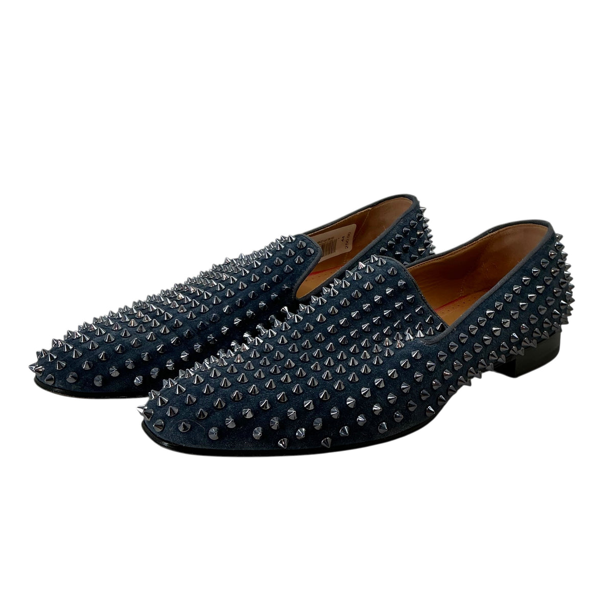 Christian Louboutin Dandelion Spikes Loafers Navy Blue Suede