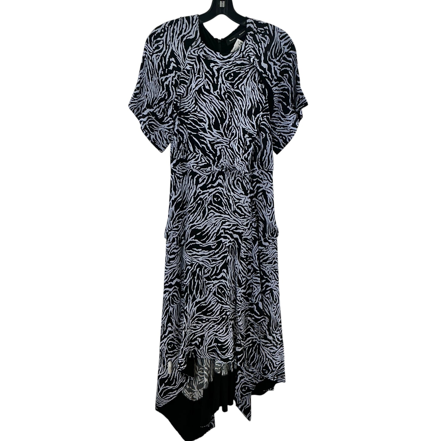 Proenza Schouler Blue & Black Zebra Print Asymmetric Draped Dress