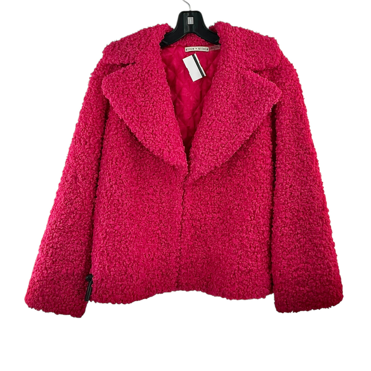Alice + Olivia Thora Oversized Faux Fur Teddy Jacket in Fuchsia Pink