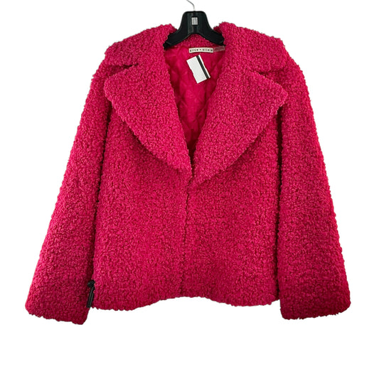 Alice + Olivia Thora Oversized Faux Fur Teddy Jacket in Fuchsia Pink