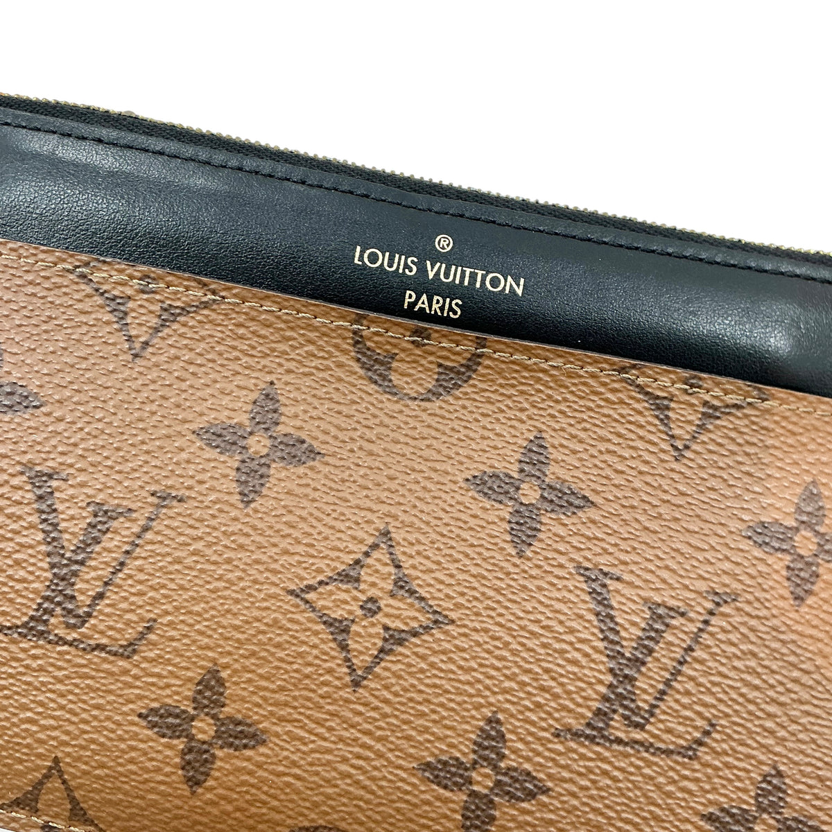 Louis Vuitton Slim Purse – Monogram Reverse Canvas & Black Leather