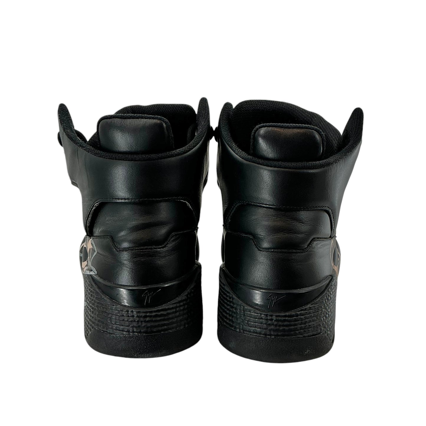 Giuseppe Zanotti "Talon" Black Leather Graffiti High-Top Sneakers
