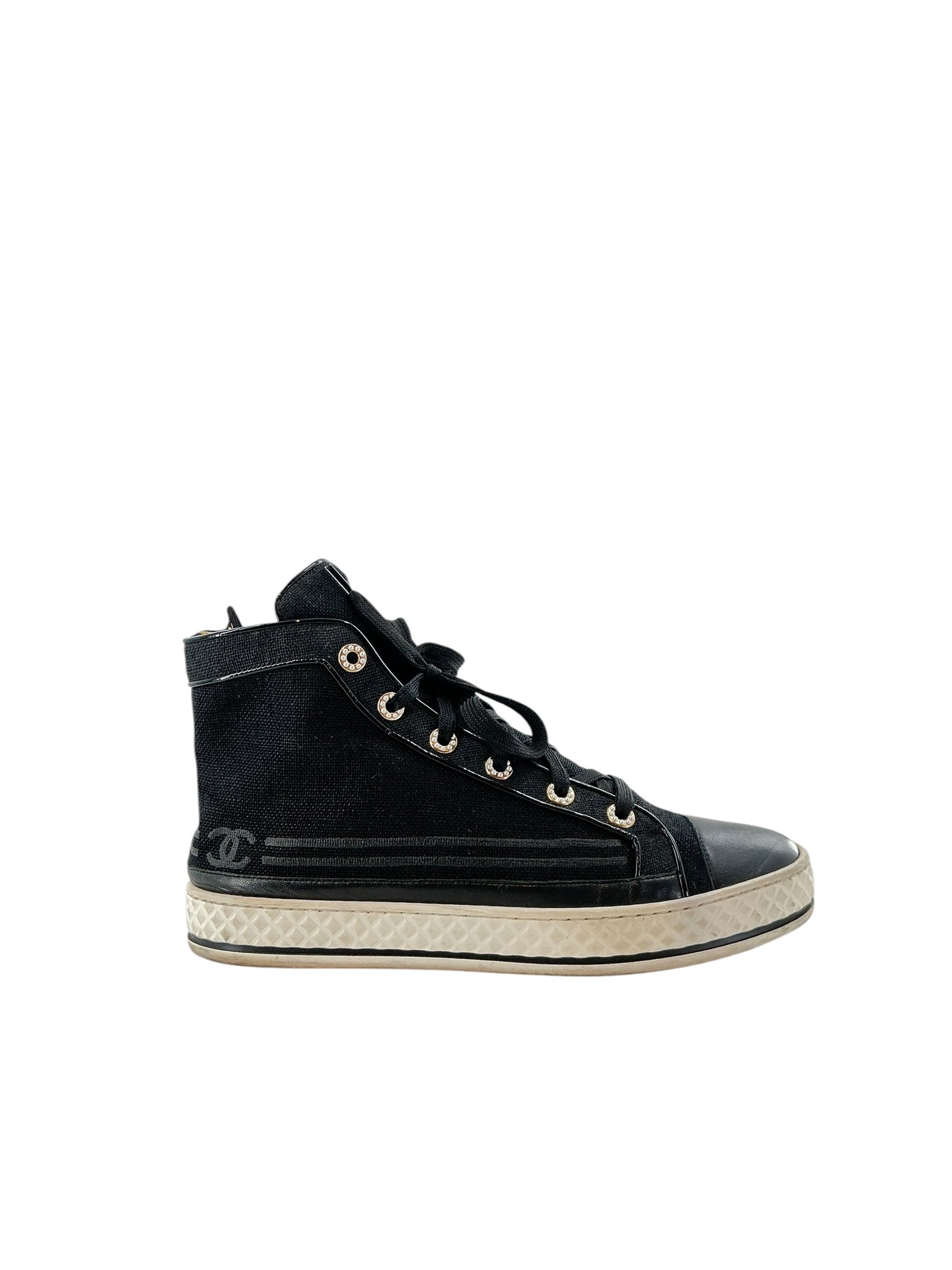 Chanel High Top Anchor Canvas Sneakers