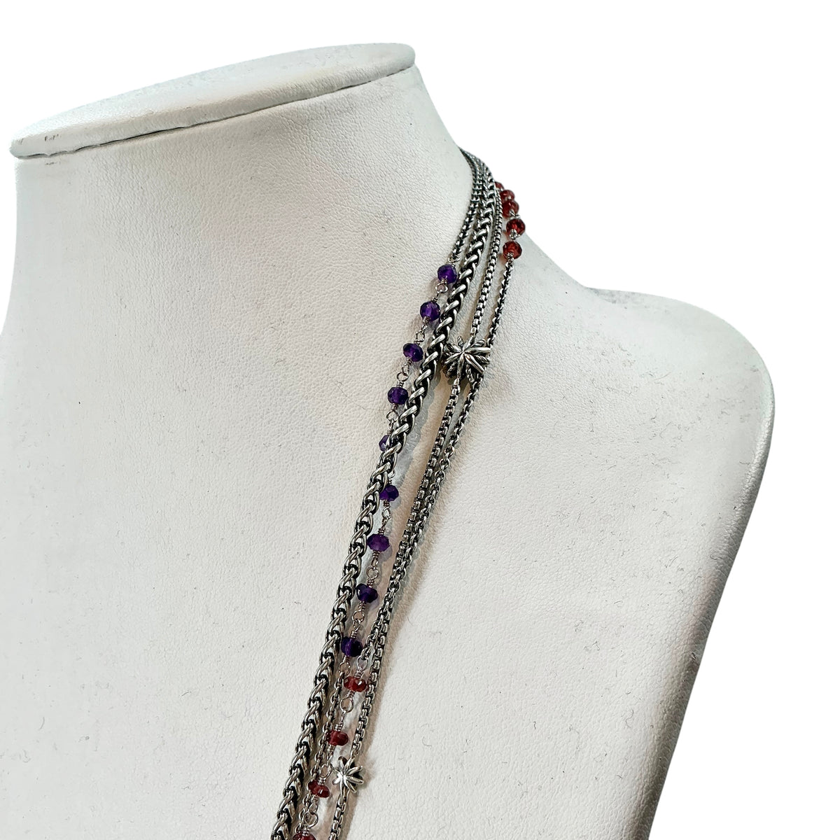 David Yurman Starburst Amethyst & Garnet Multistrand Necklace