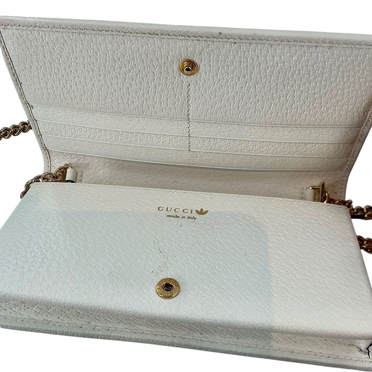 Gucci x Adidas Wallet on Chain (WOC) – Black/Off-White Textured Leather Crossbody Clutch