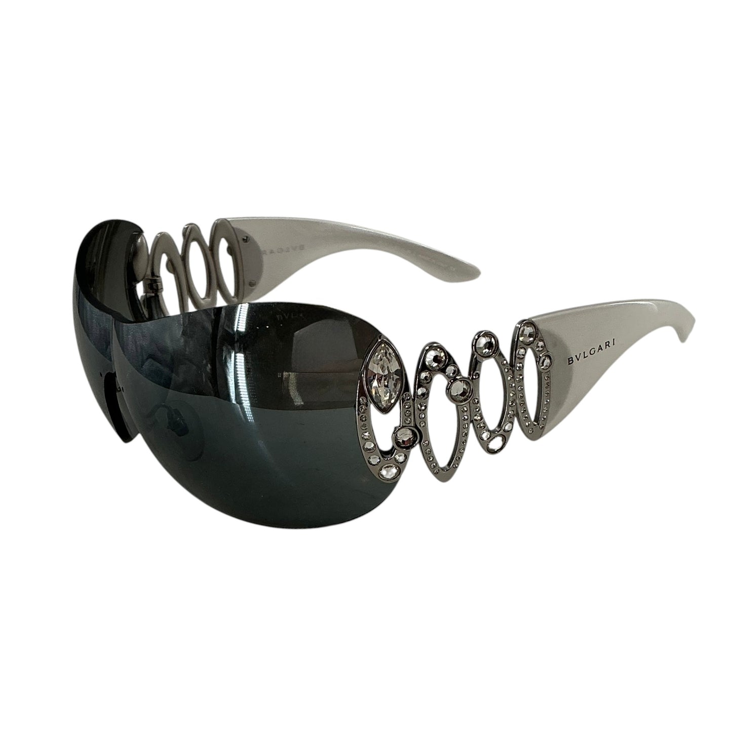 BVLGARI 6017-B Shield Sunglasses with Swarovski Crystals