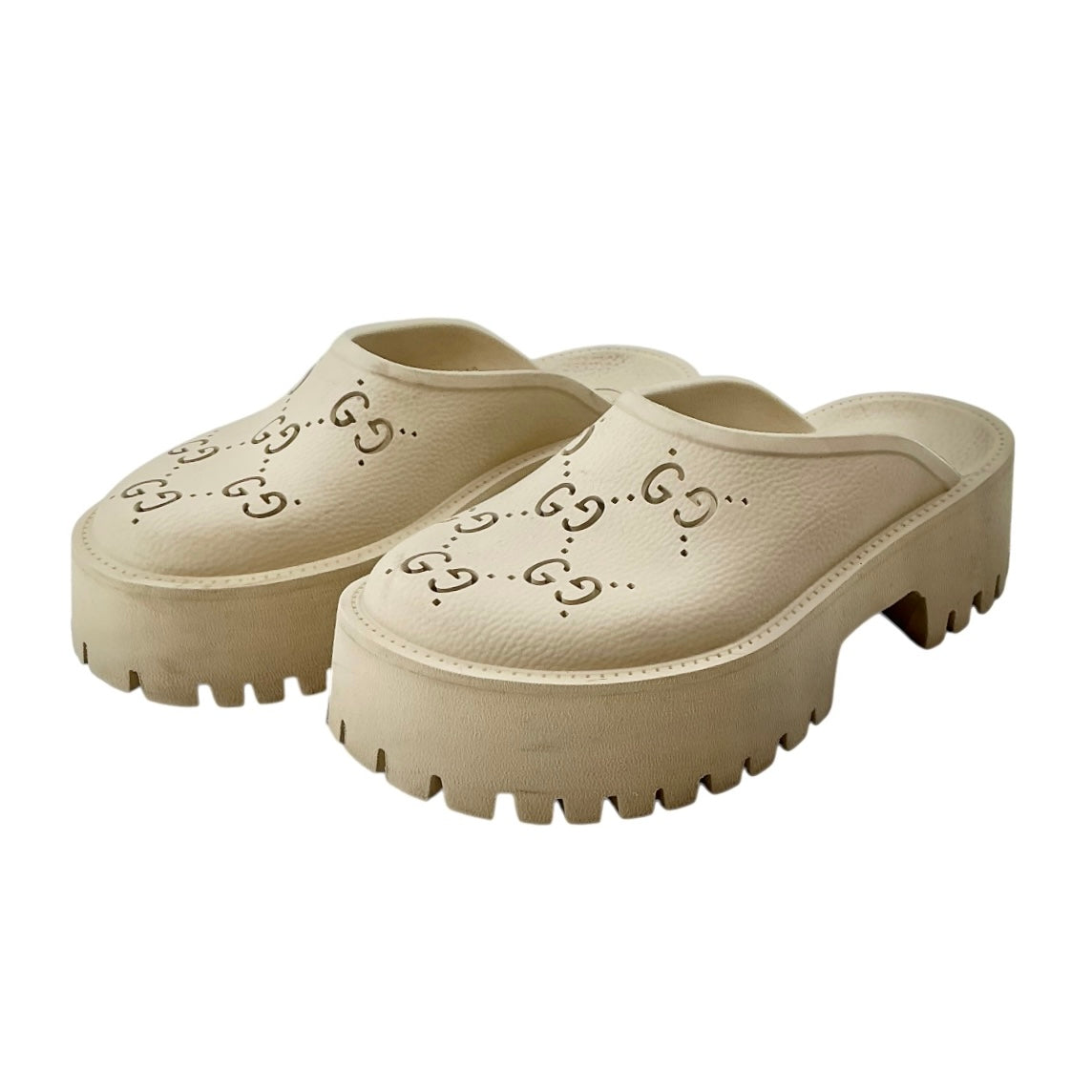 Gucci Rubber Monogram GG Platform Slide Clogs