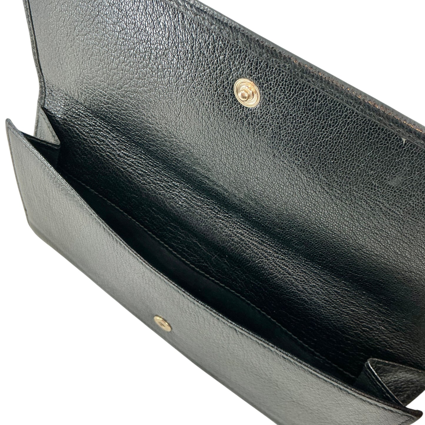 Gucci Vintage Black Pebbled Leather Interlocking G Continental Flap Wallet