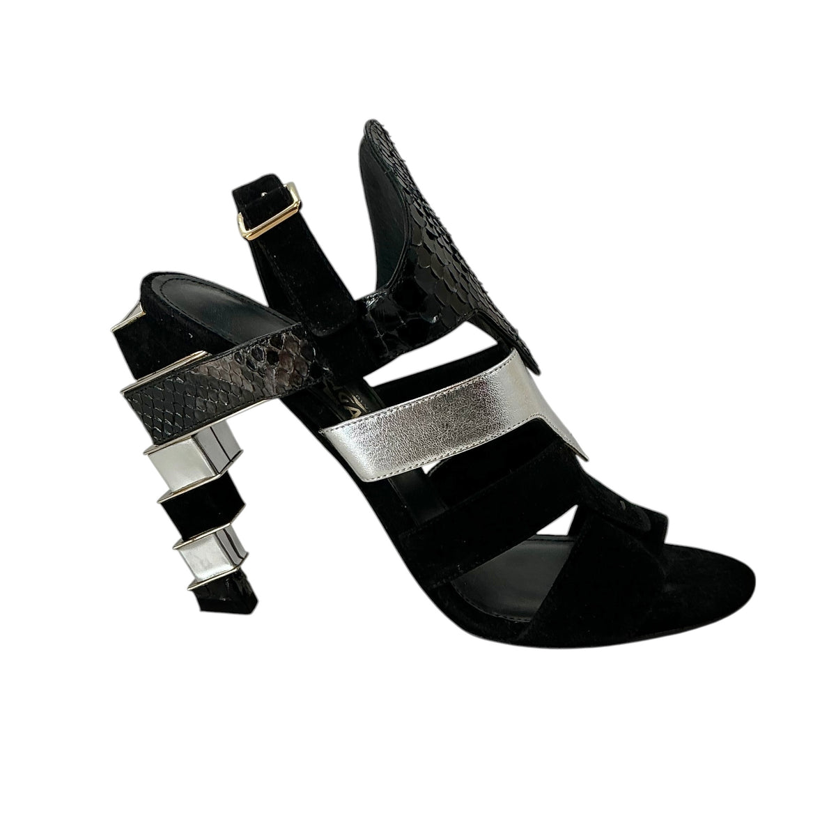 Salvatore Ferragamo "Laos" Suede & Python Strappy Sandals