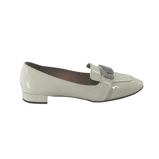 Miu Miu Crystal Patent Leather Loafers in White