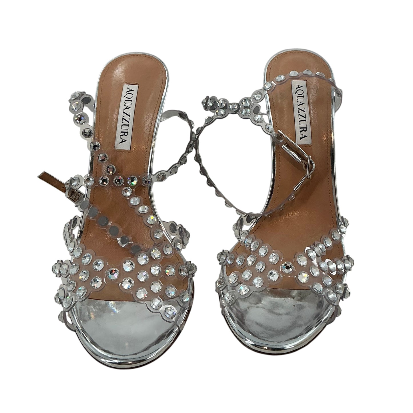 Aquazzura Tequila Plexi 105 Silver Crystal Sandals