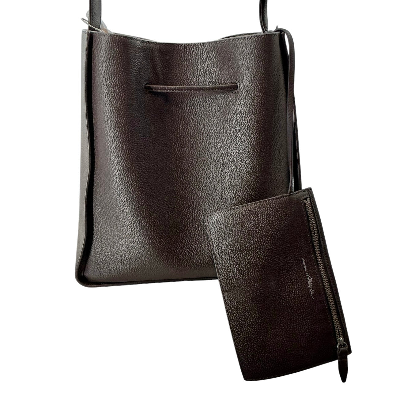 Phillip Lim Soleil Large Bucket Drawstring Bag Black Pebbled Leather