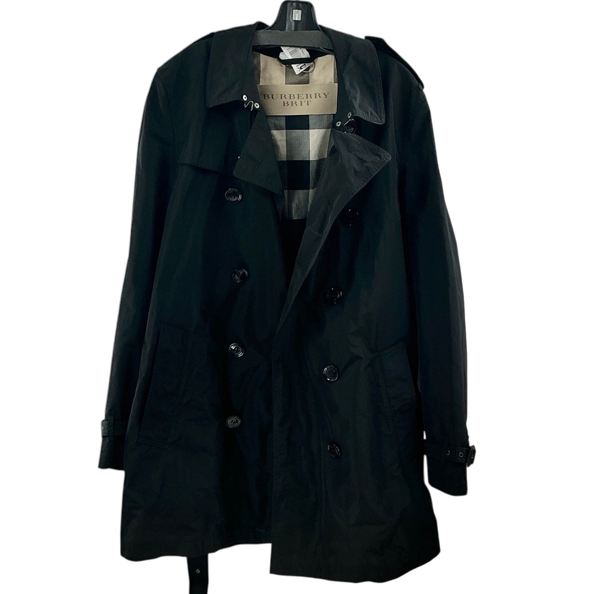 Burberry Brit Men's Black Double-Breasted Trench Coat