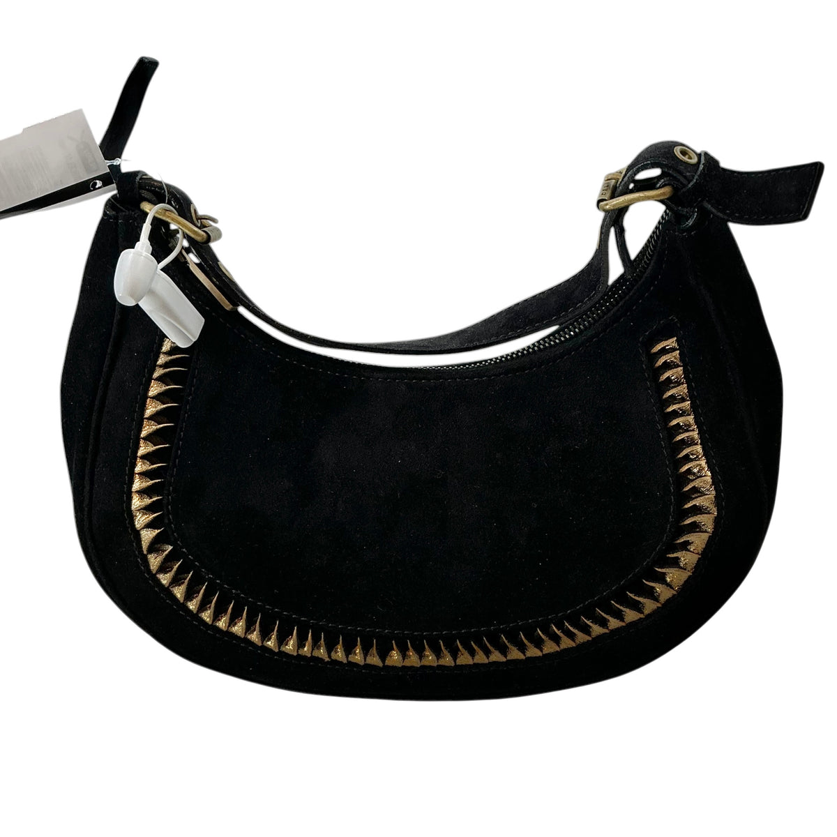 Celine Black Suede Studded Crescent Ava Shoulder Bag