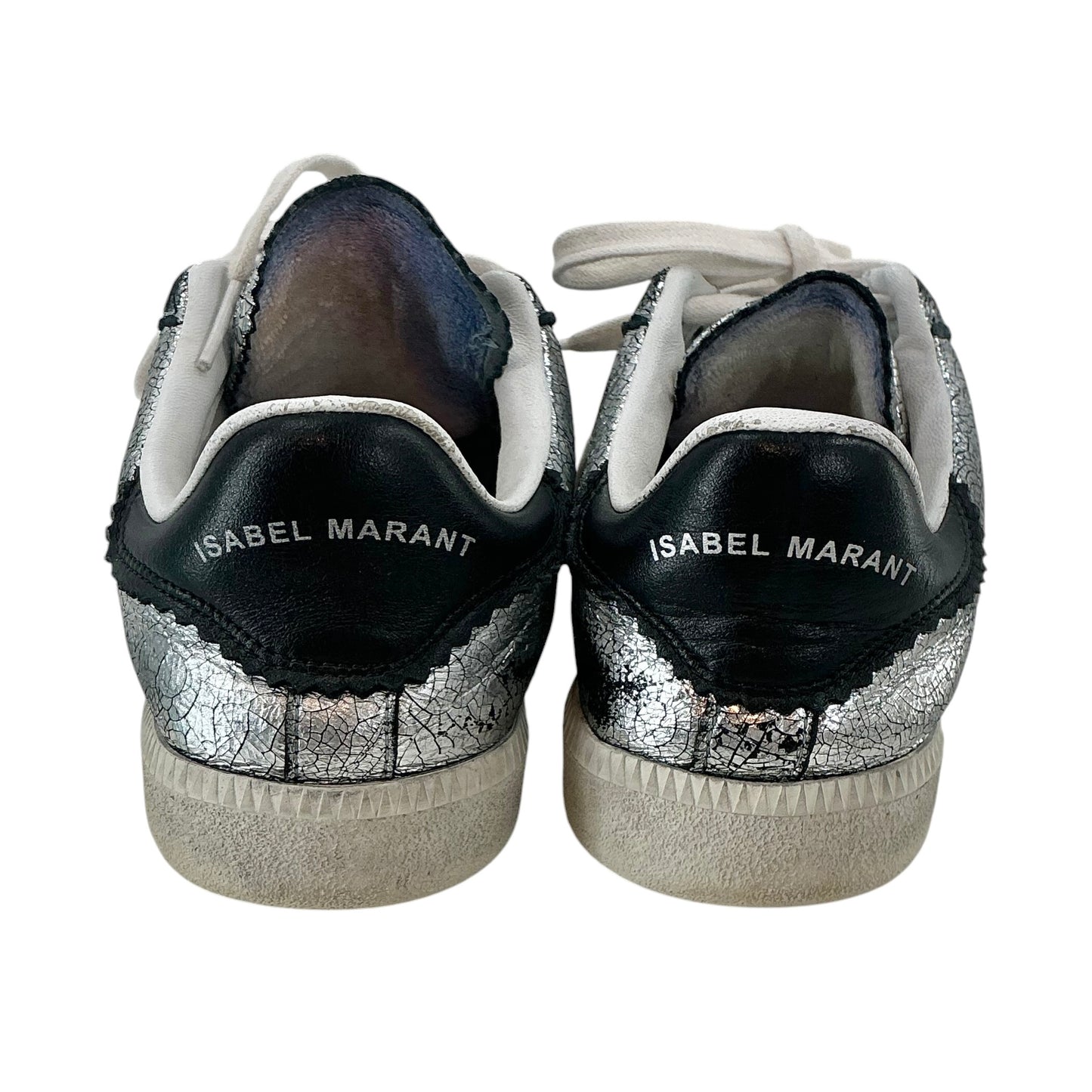 Isabel Marant Bryce Metallic Crackled Silver Sneakers