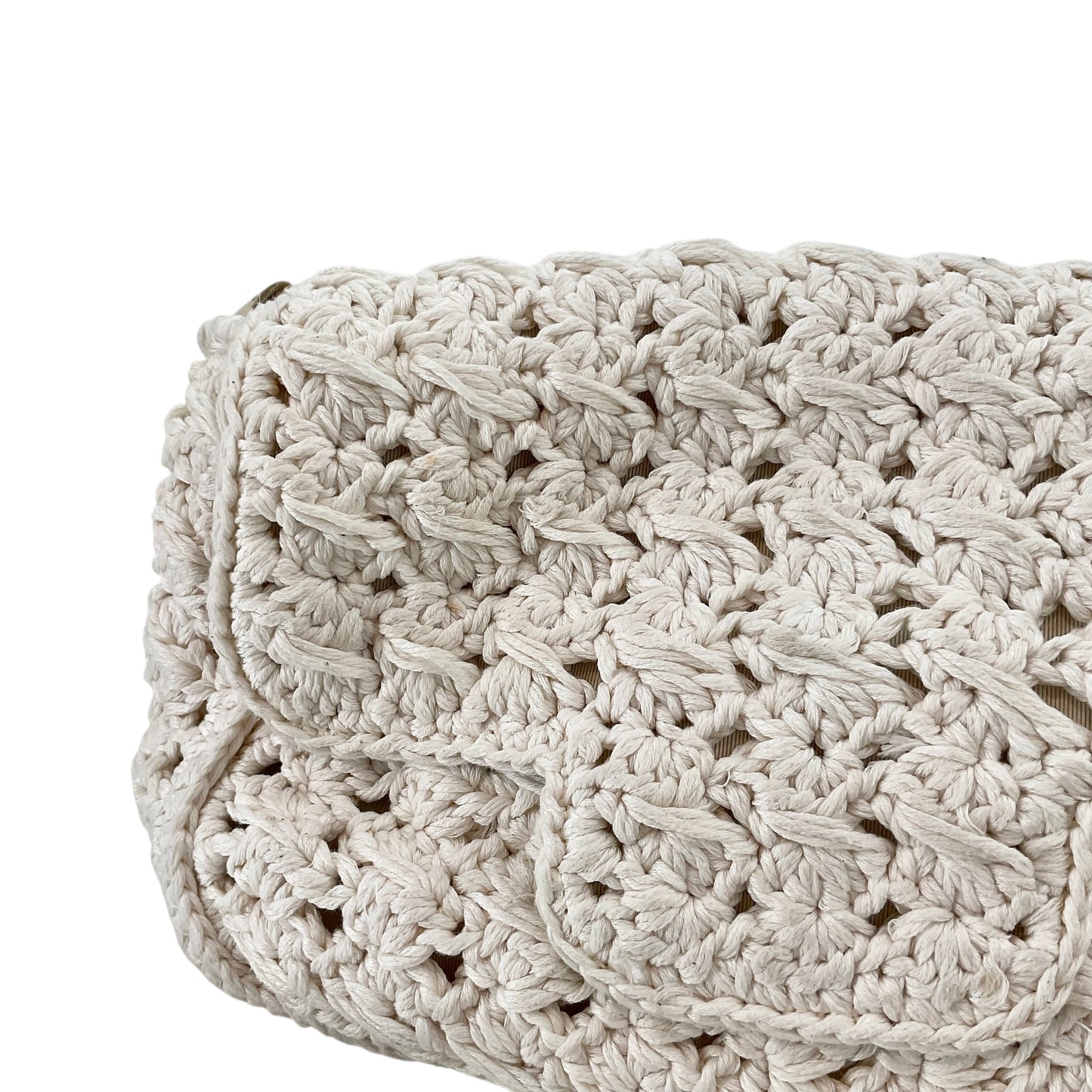 120% Lino Handmade Crochet Linen Flap Bag