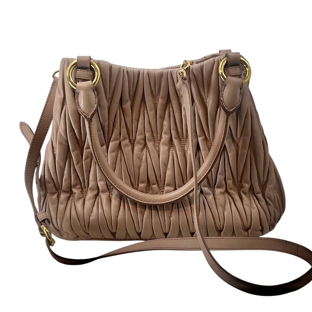Miu Miu Cammeo Matelassé Gaufre Leather 2-Way Shoulder Bag