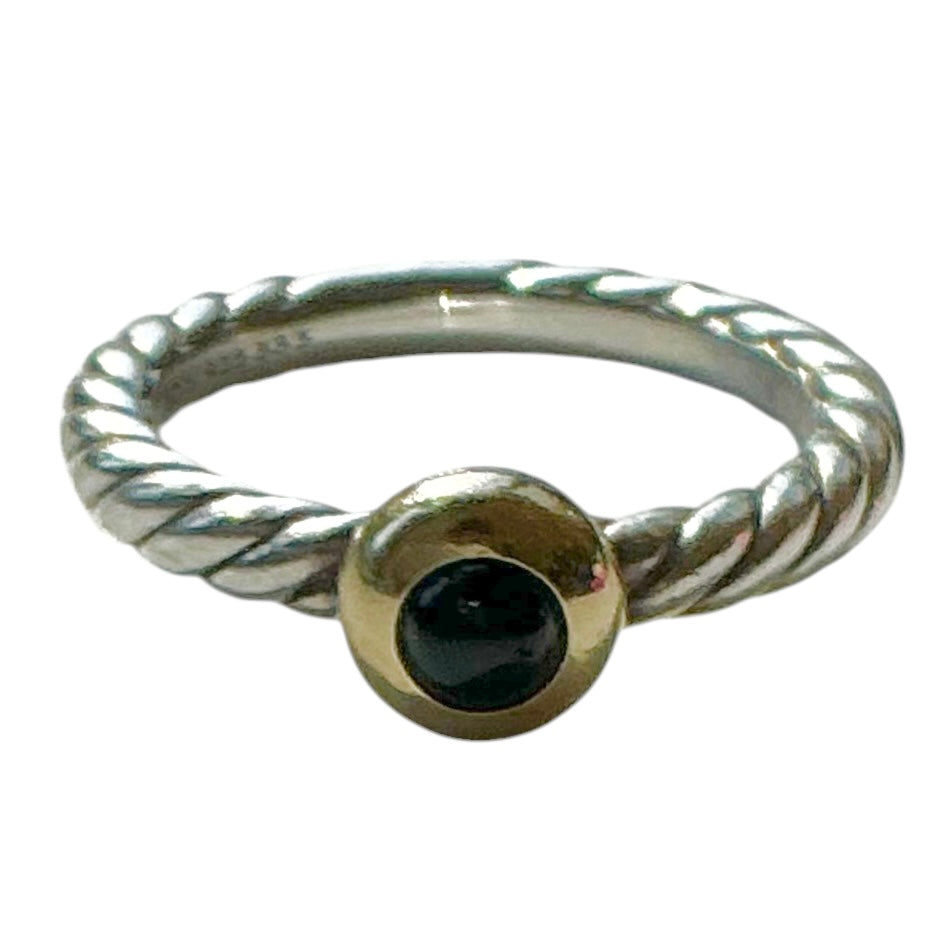 David Yurman Petite Cable Ring in Sterling Silver with 14K Gold and Black Onyx
