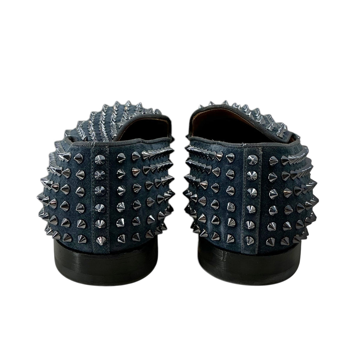 Christian Louboutin Dandelion Spikes Loafers Navy Blue Suede