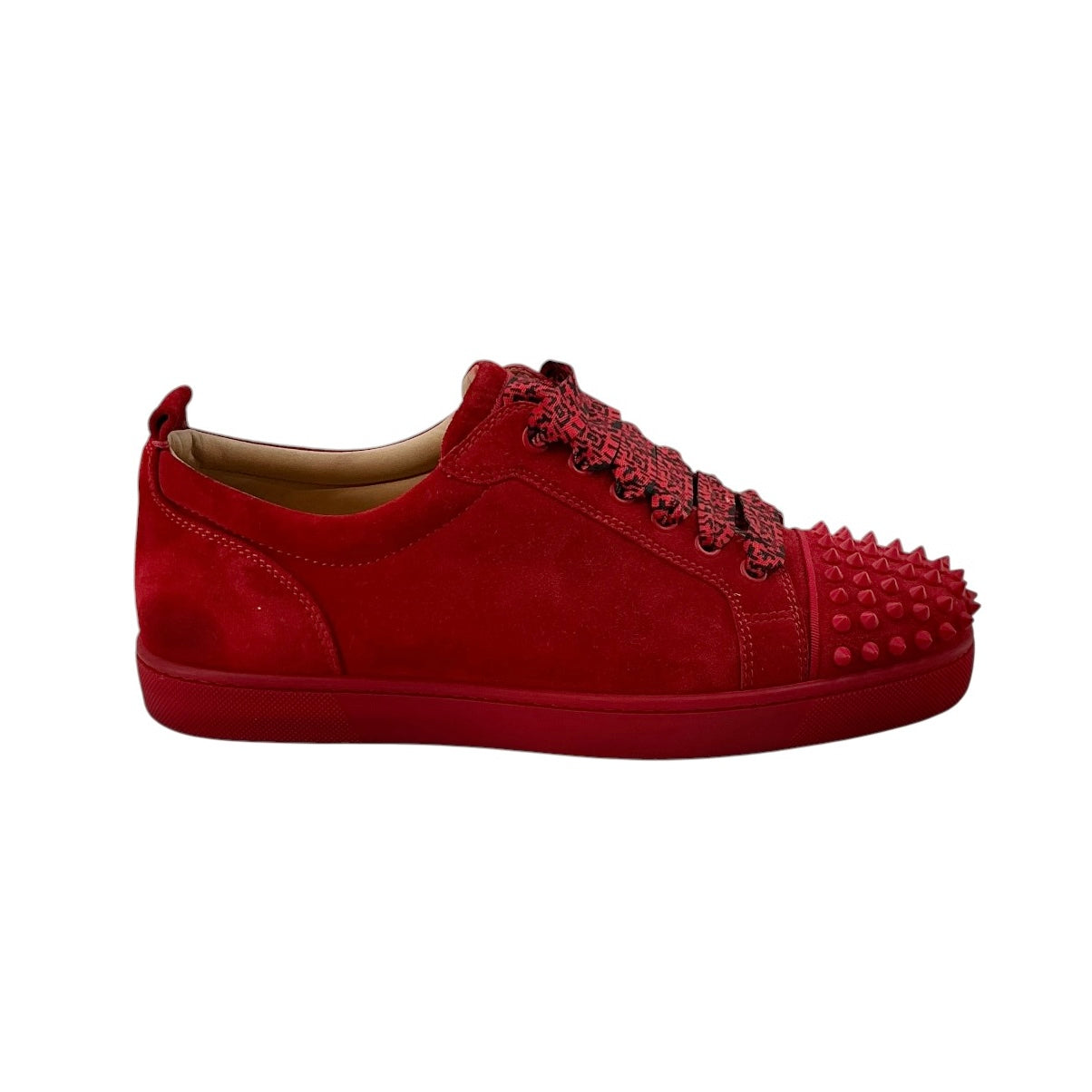 Christian Louboutin Louis Junior Spikes "Loubi" Red Suede Sneakers