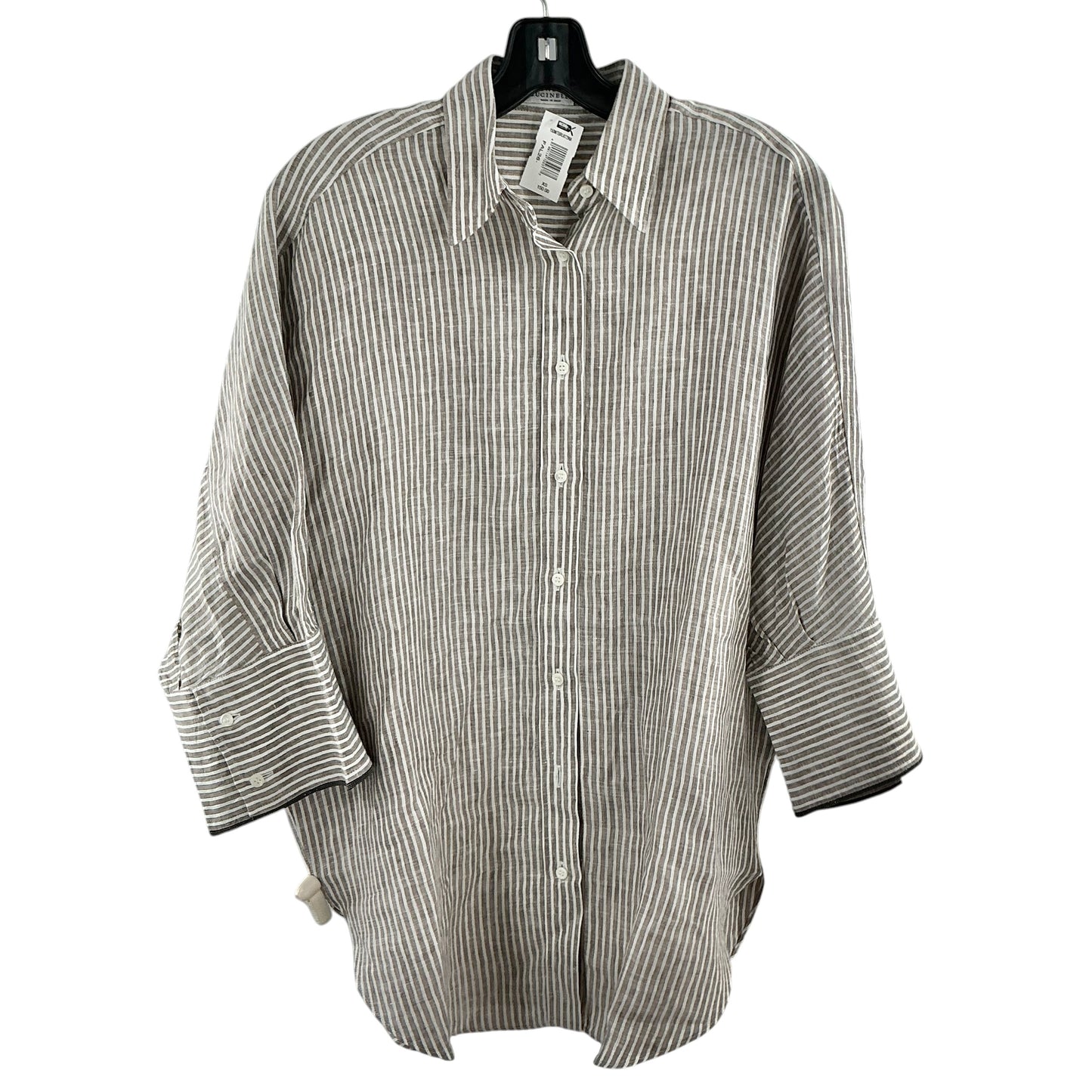 Brunello Cucinelli Striped Linen Button Down Shirt