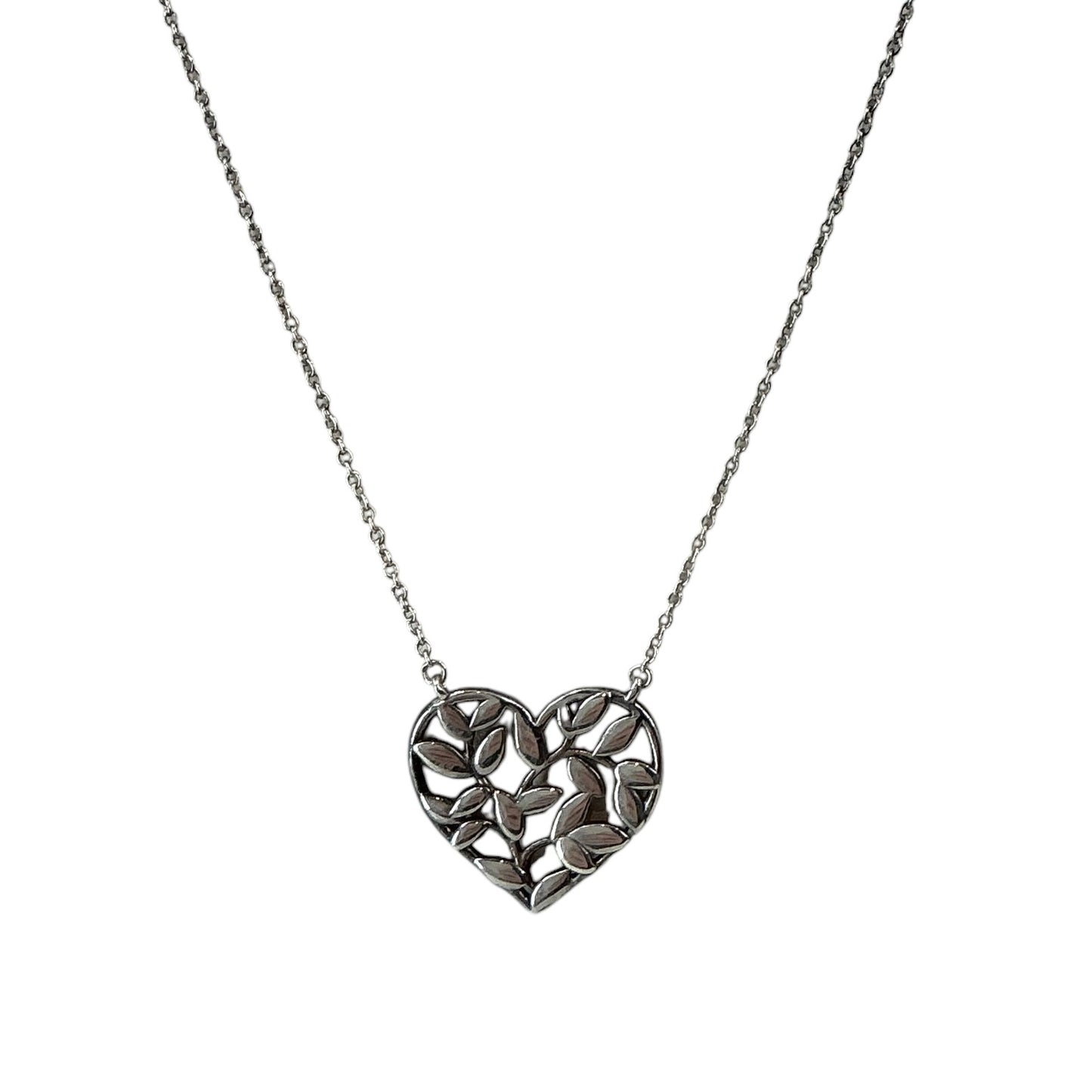 Tiffany & Co. Paloma Picasso Sterling Silver Olive Leaf Heart Pendant Necklace