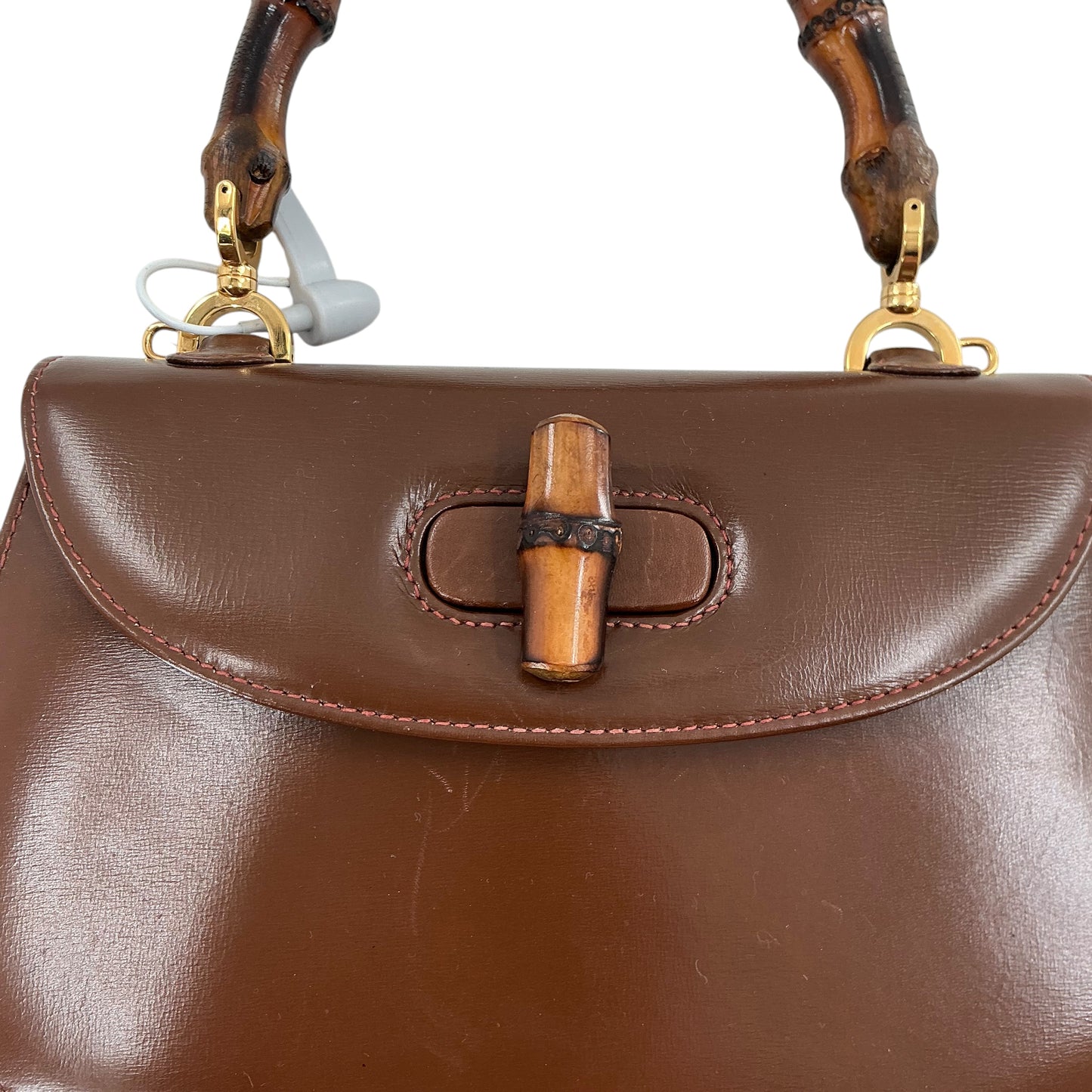 Gucci Vintage Bamboo 1947 Medium Brown Leather Top-Handle Bag