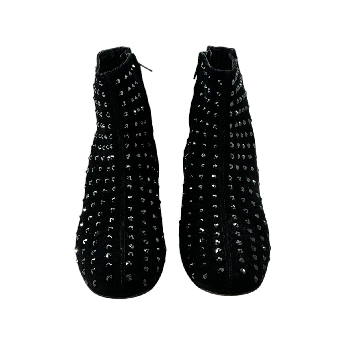 Saint Laurent Crystal-Embellished Suede Ankle Boots Black