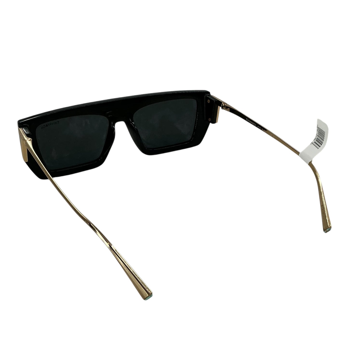 Tiffany & Co. Black Rectangular Sunglasses Gold T-Logo Accent