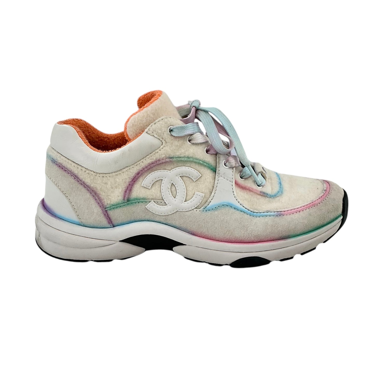 Chanel Multicolor Wool Suede Calfskin CC Sneakers