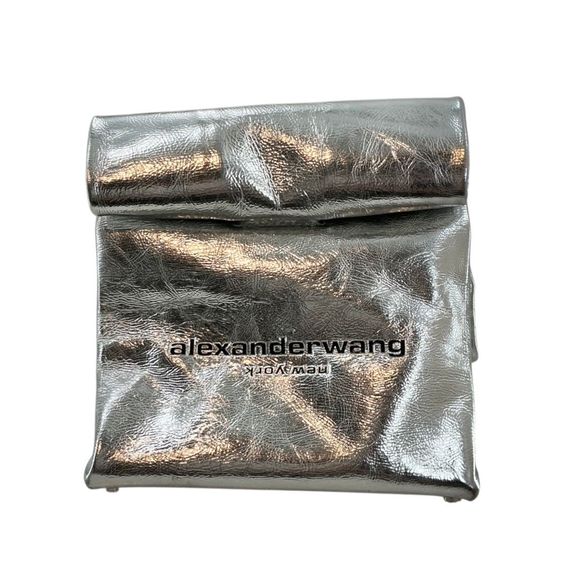 Alexander Wang Metallic Silver Lunch Bag Fold-Over Clutch Bag