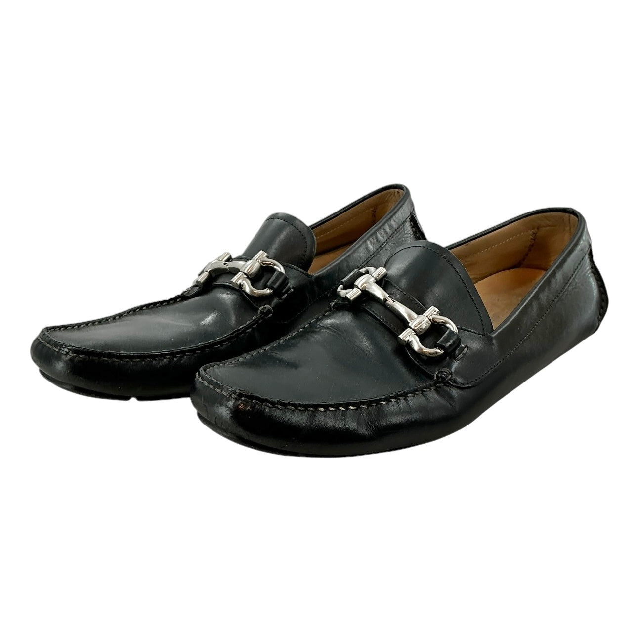 Salvatore Ferragamo 'Parigi' Men's Driver Black Leather Loafers