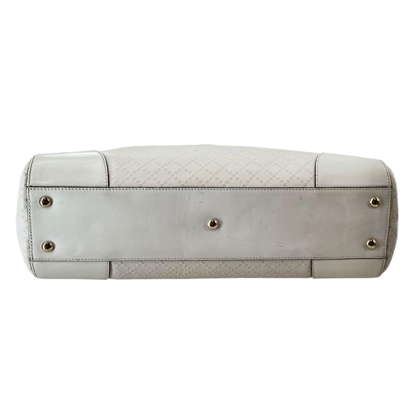 Gucci White Bright Diamante Leather Top Handle Tote Bag