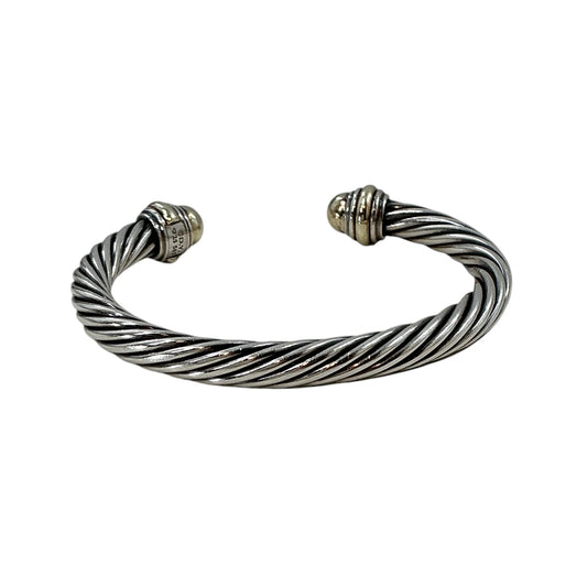 David Yurman Two-Tone Dome Classic Cable Cuff Bracelet 925 Sterling Silver 14K Gold