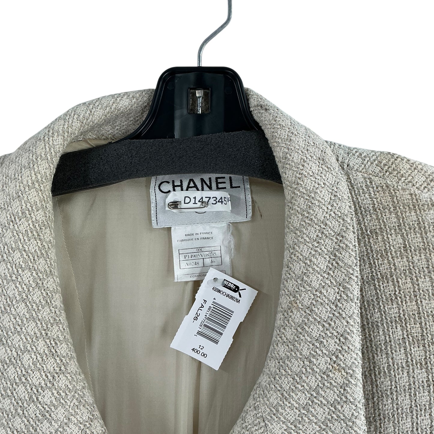 Vintage Chanel Cruise 2000 Beige Tweed Blazer Jacket