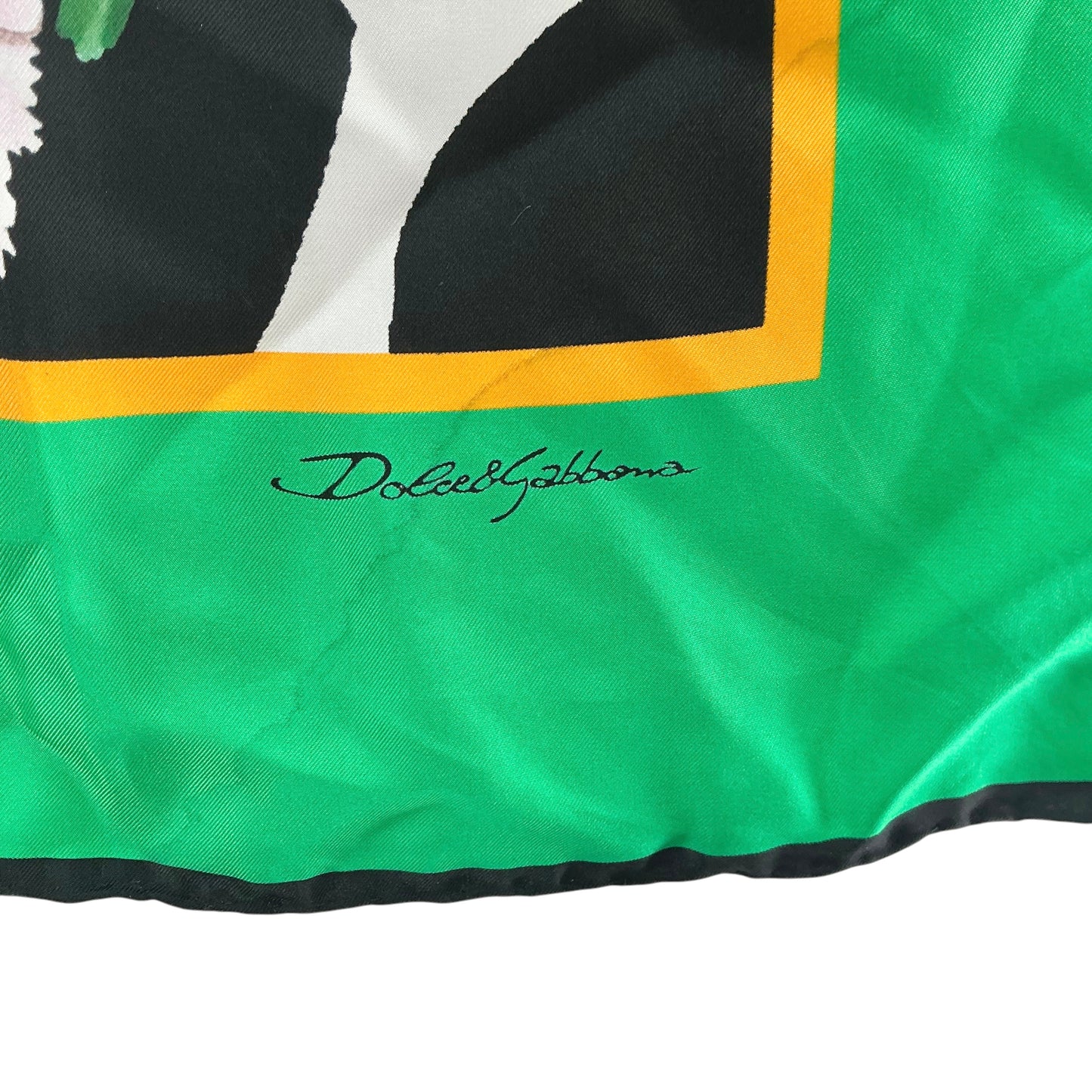 Dolce & Gabbana Carnation Print Silk Square Scarf - Vibrant Green & Black