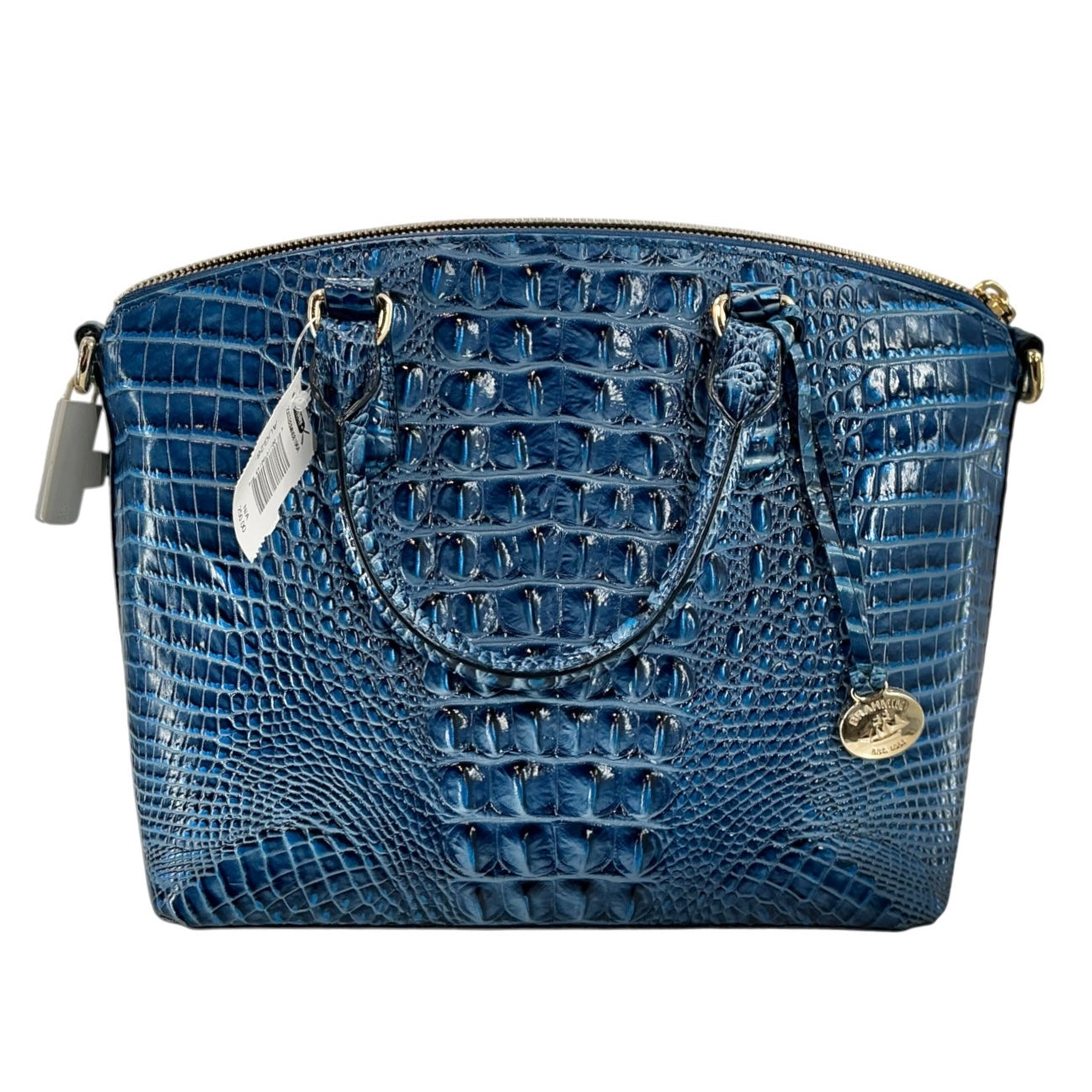 Brahmin Large Duxbury Satchel Blue Croc Embossed Leather Shoulder Bag