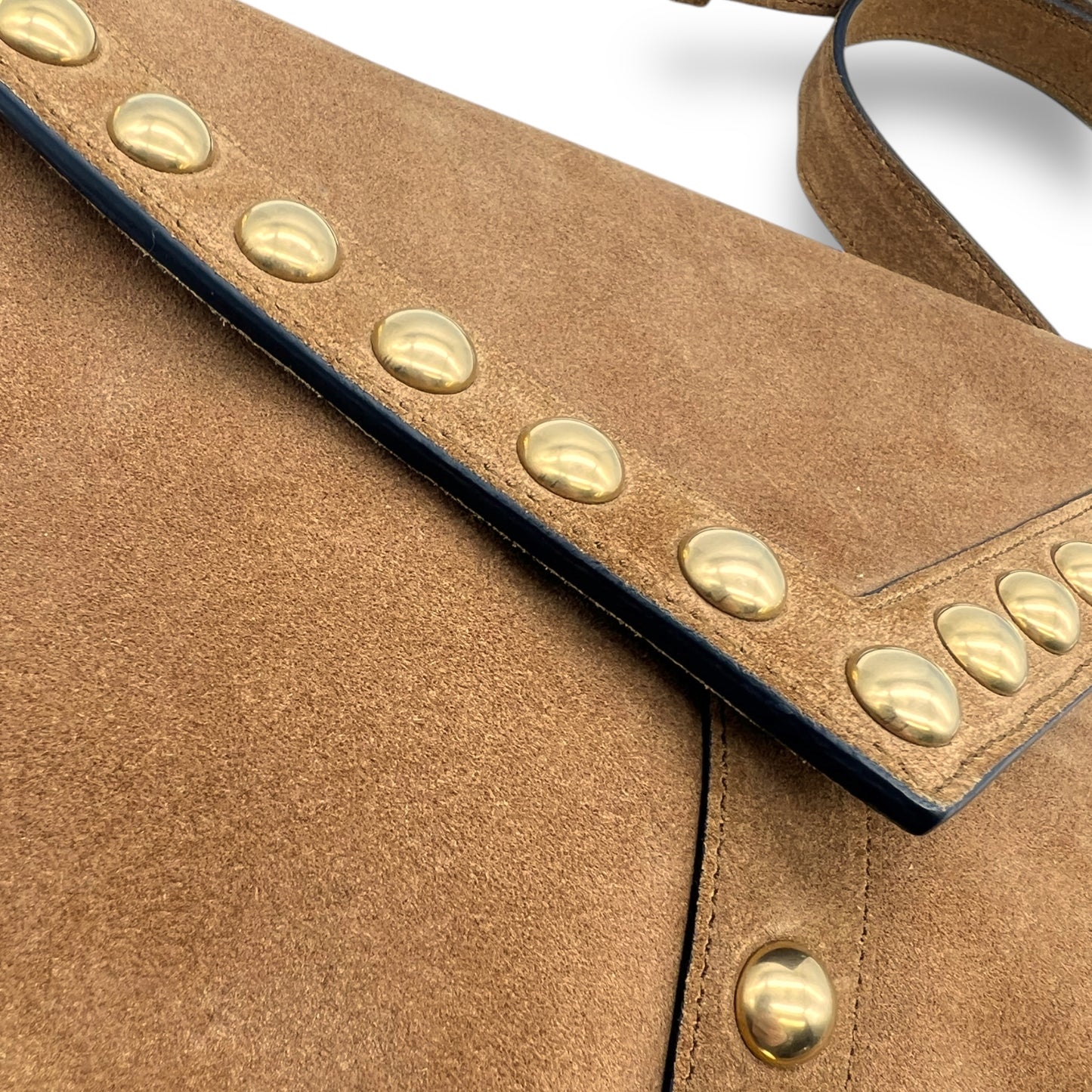 Saint Laurent Suede Y Studs Brown Satchel